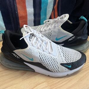 Nike Air Max 270 White and Black with Teal Accents size 13